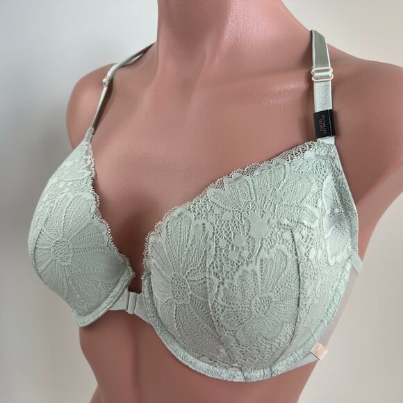Victoria's Secret Racerback Front Closure Lined Padded Green Demi Bra  Size 32DD - Picture 4 of 10